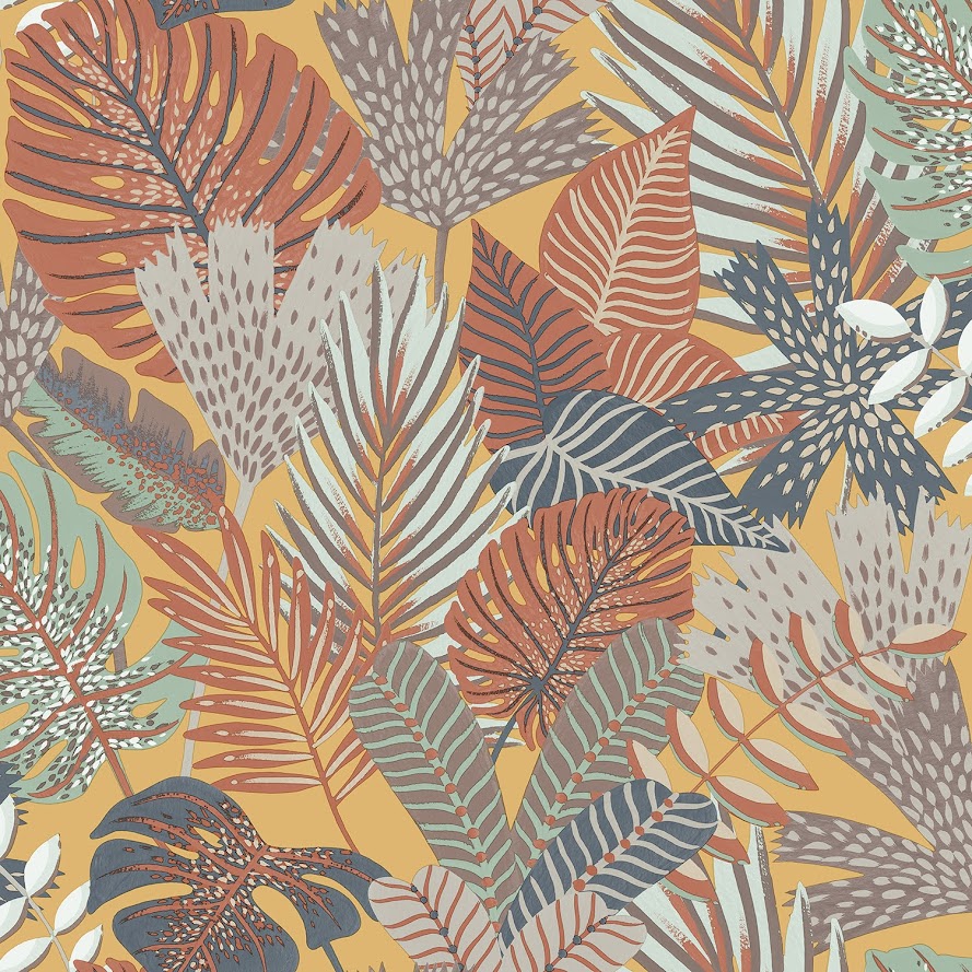 belgisches Tapeten Design braun beige blau grau Blätter Decoprint aus Berlin online kaufen