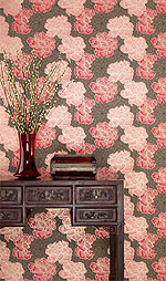 Tapete dunkelgrau Blumen rosa rot englische Tapete von Osborne und Little - Tapeten Muster 16 japanese