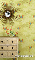 Englische Tapeten grün mit Vögeln Design Muster 19 - Grove Garden