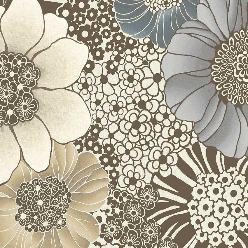 Tapete italienisches Design Blumen schwarz weiß beige braun grau zum online kaufen
